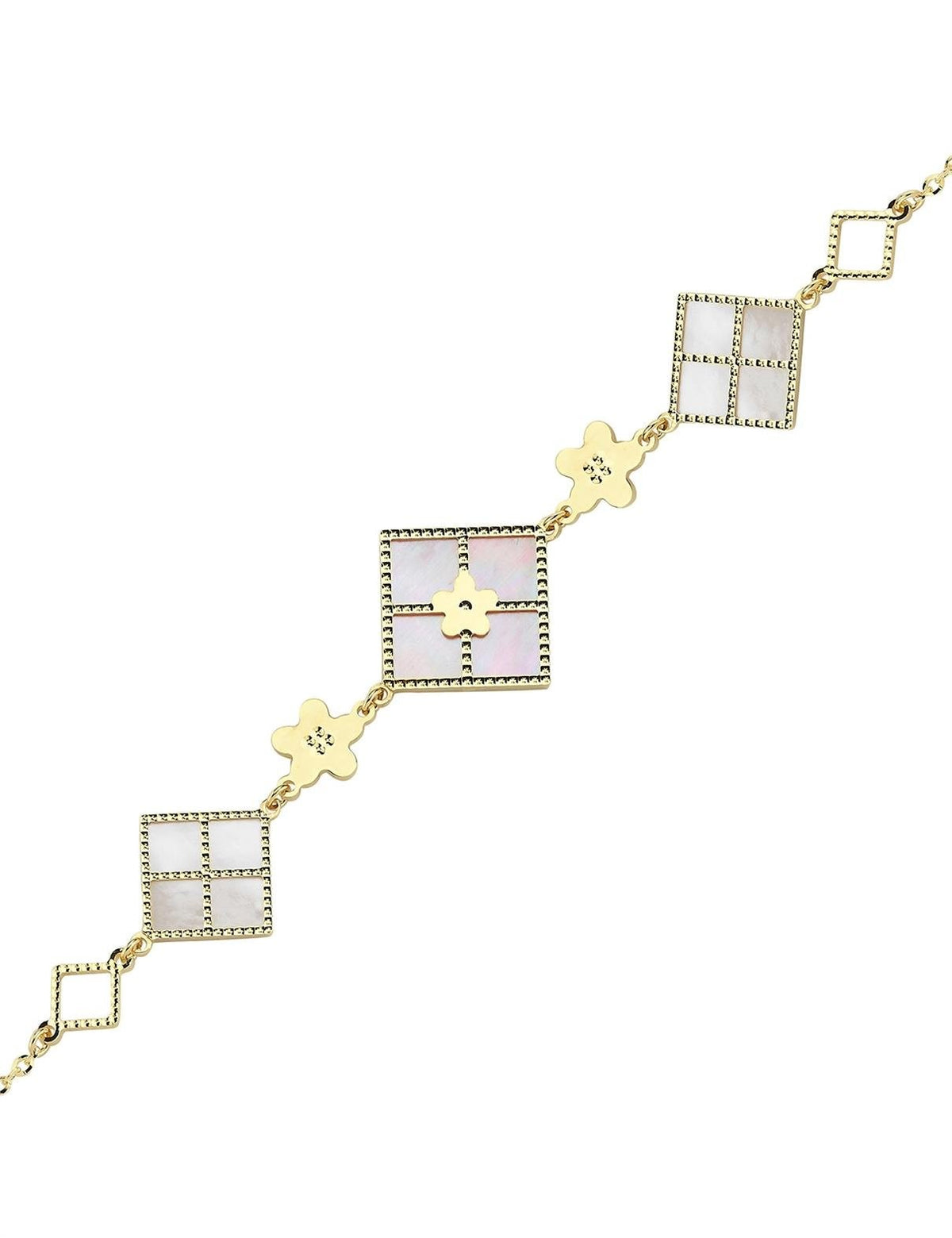 Reversible Pink White Mother-of-Pearl Gold Bracelet