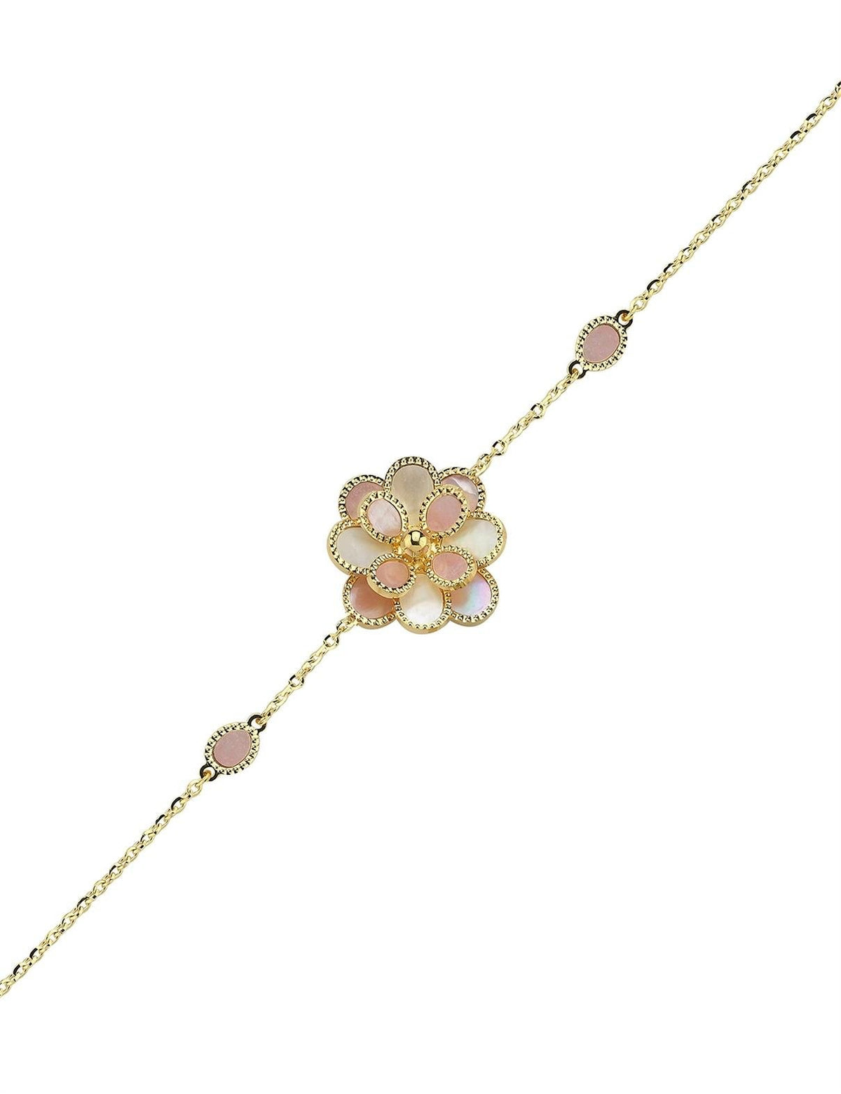Pink White Mother-of-Pearl Rosella Gold Bracelet Main image