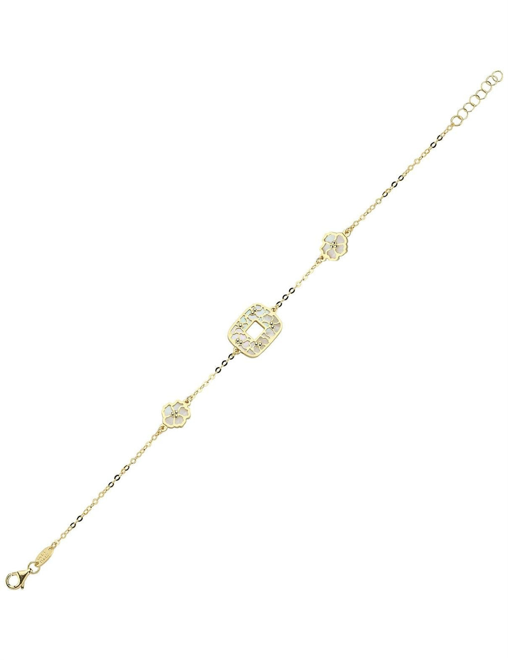 Reversible Pink White Mother-of-Pearl Gold Bracelet