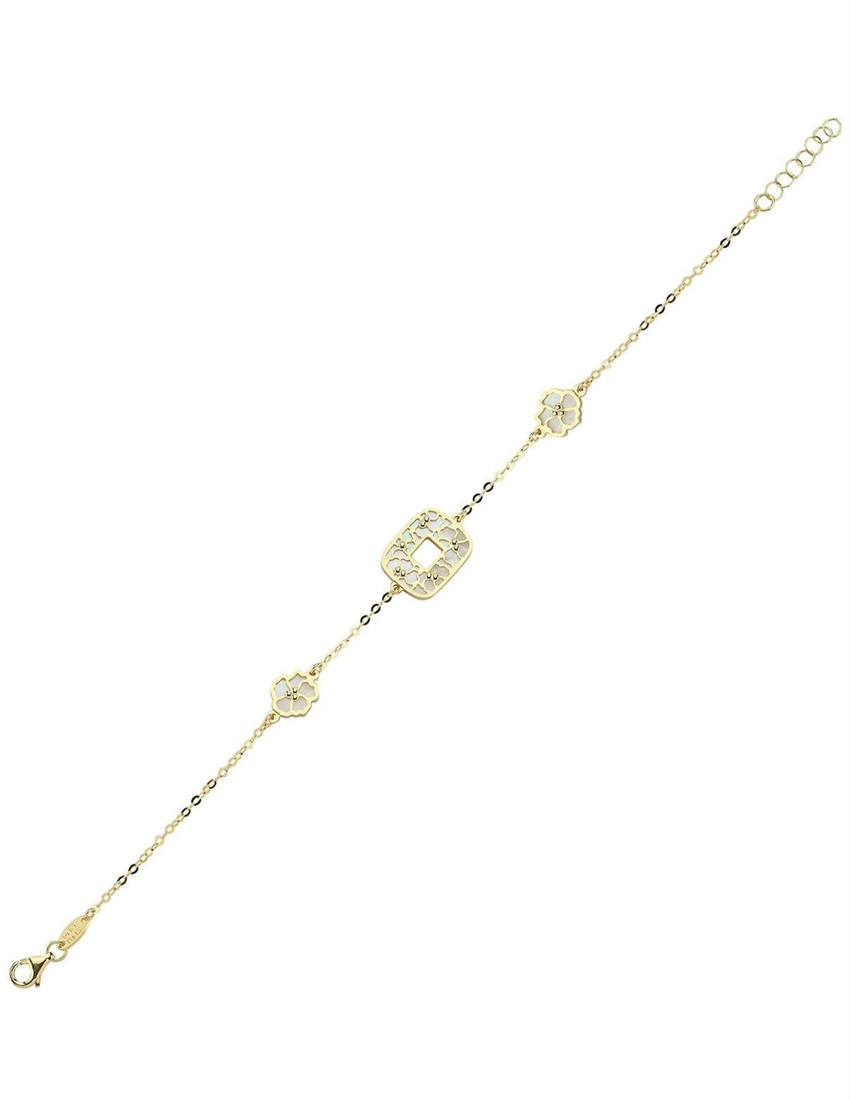 Reversible Pink White Mother-of-Pearl Gold Bracelet