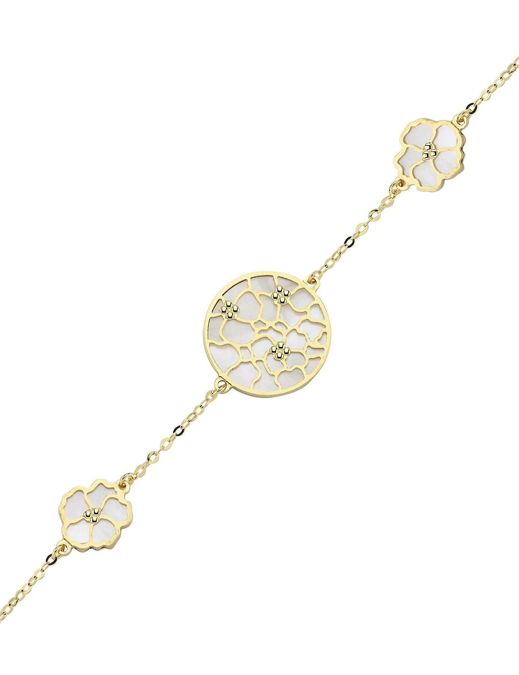Reversible Pink White Mother-of-Pearl Gold Bracelet