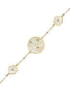 Reversible Pink White Mother-of-Pearl Gold Bracelet