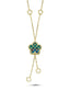 Reversible Blue White Floral Drop Gold Necklace