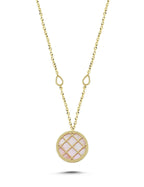 Reversible Pink White Mother-of-Pearl Gold Necklace
