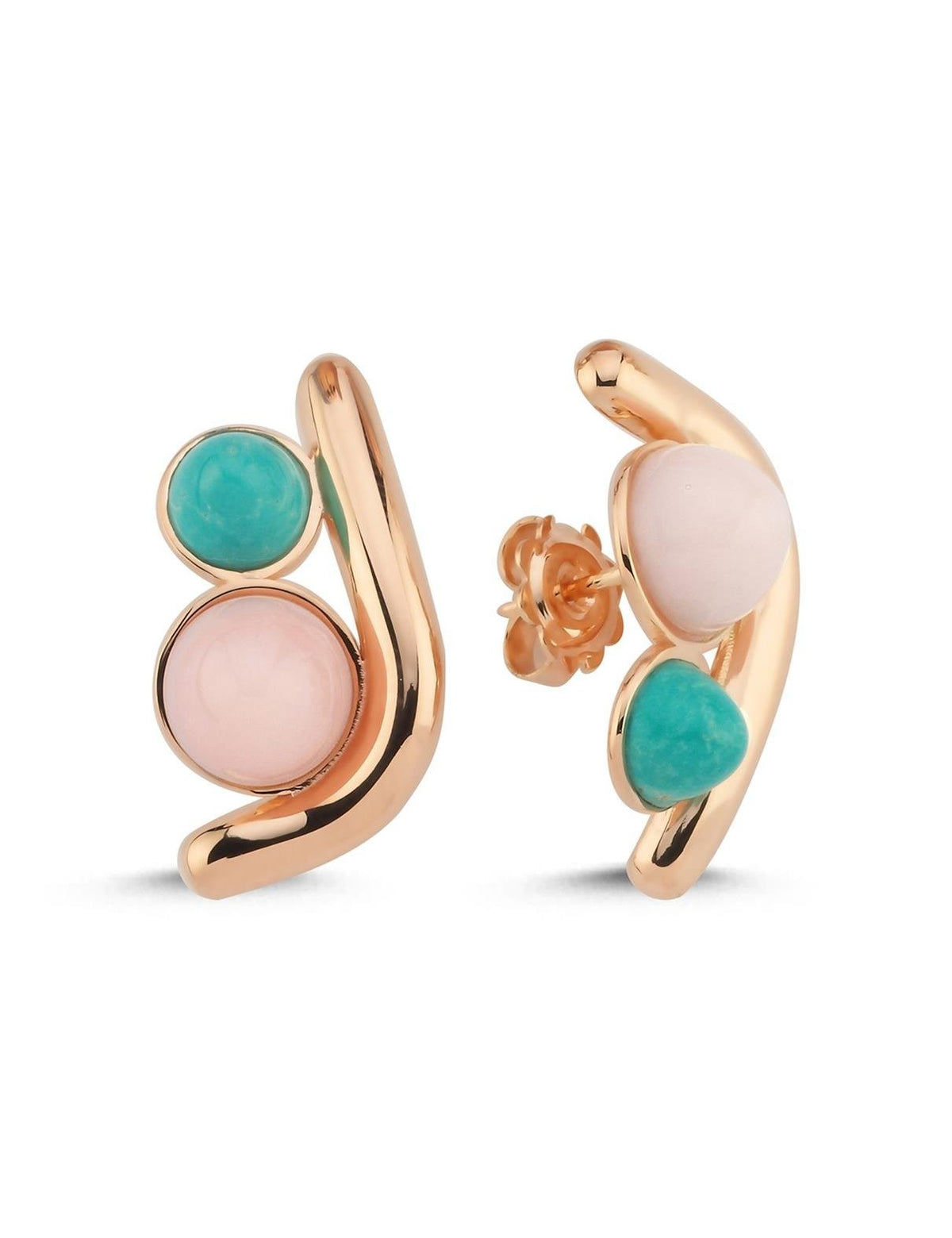 Green Pink Pearl Stone-Set Rose Gold Earrings Main image