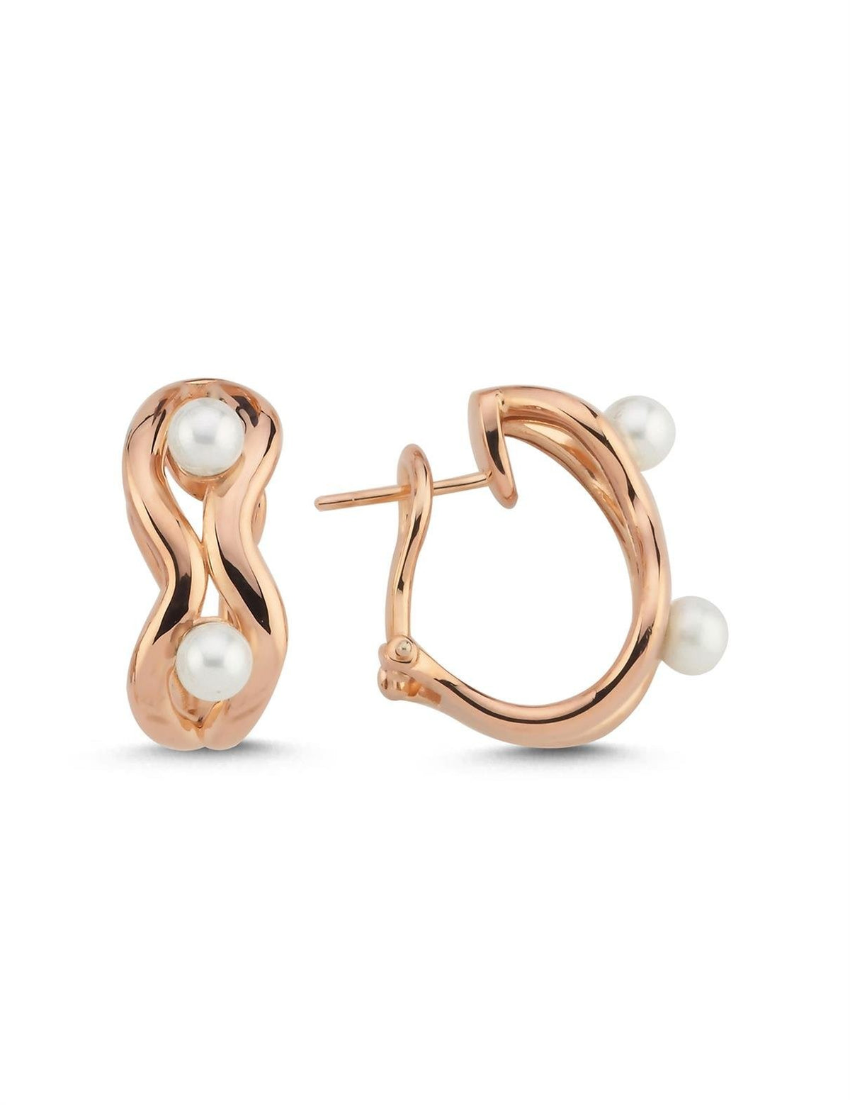White Pearl Rose Gold Earrings Main image