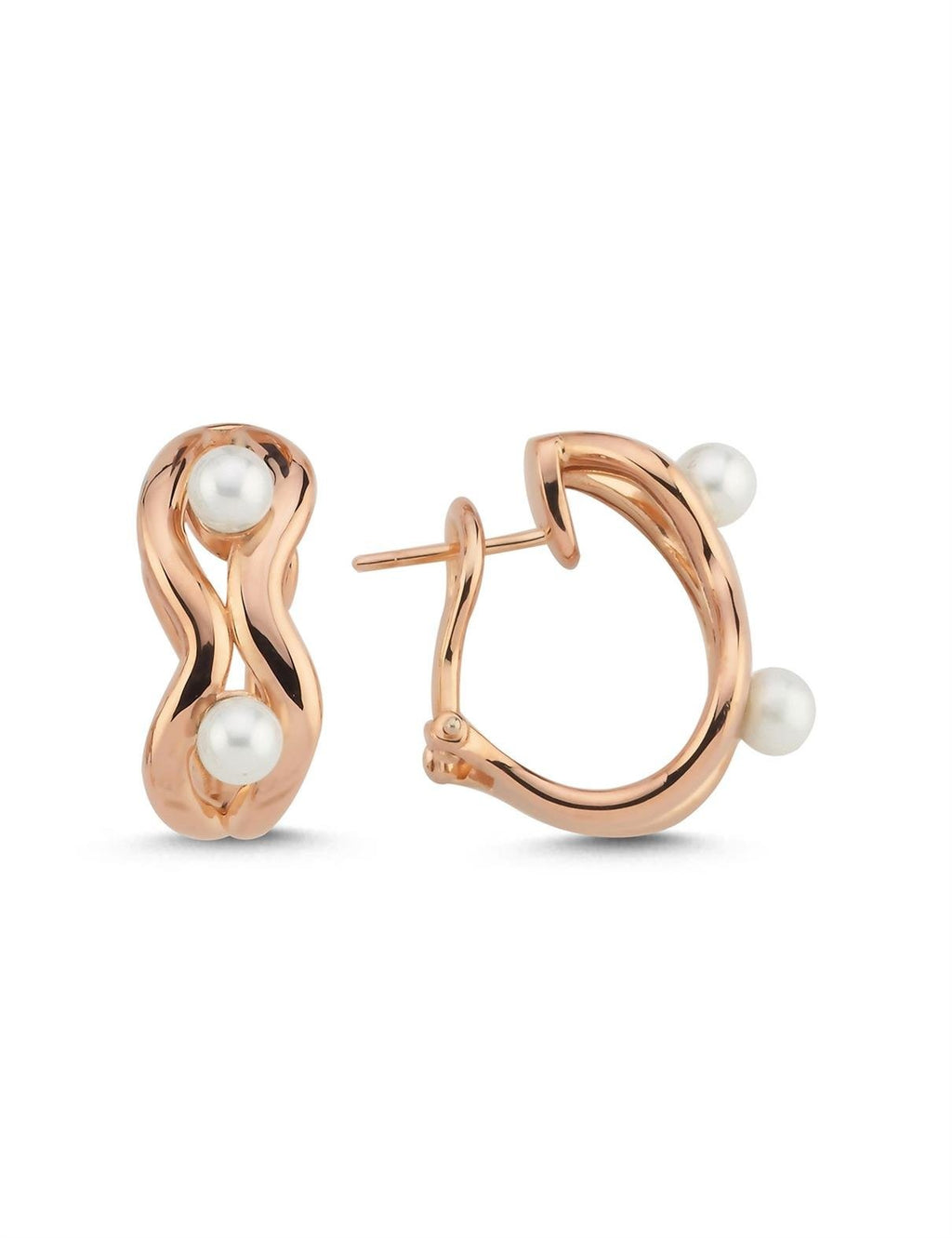 White Pearl Rose Gold Earrings