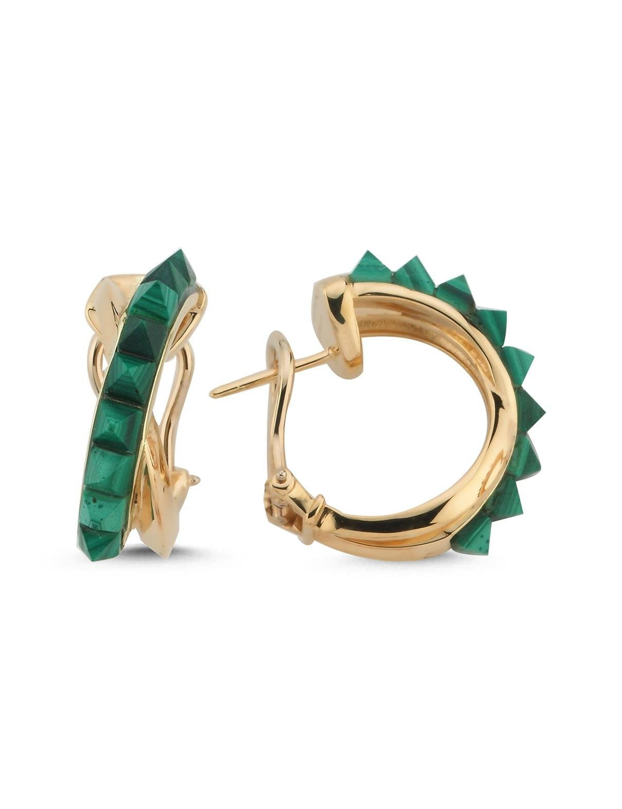 Green Stone-Set Italian Gold Earrings Main image