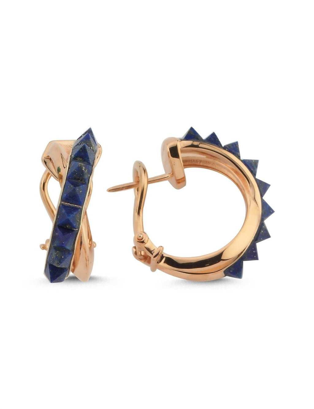 Black Stone-Set Italian Rose Gold Earrings