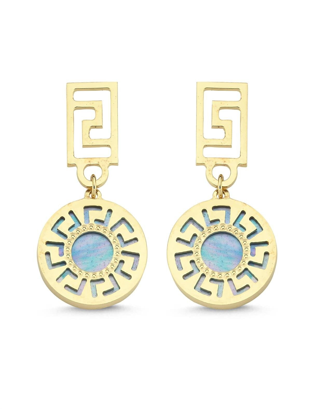 Turquoise Mother-of-Pearl Modern Geo Gold Earrings Main image