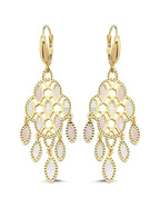 Pink White Mother-of-Pearl Wind Gold Earrings