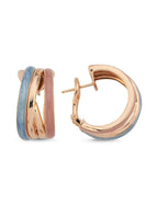 Blue Pink Stone-Set Italian Gold Earrings