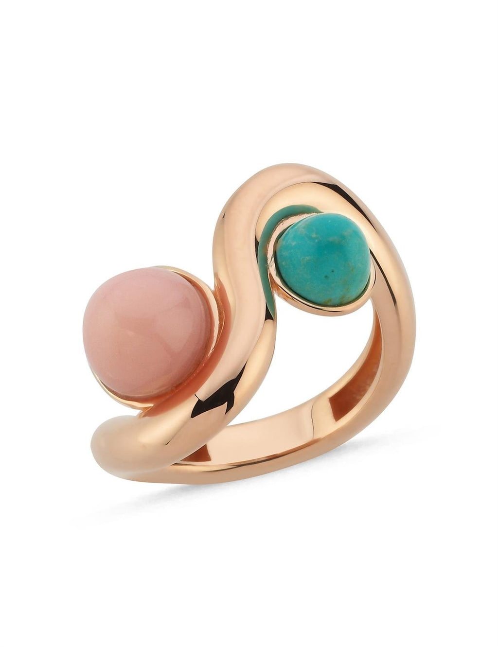 Pink Green Stone-Set Modern Rose Gold Ring