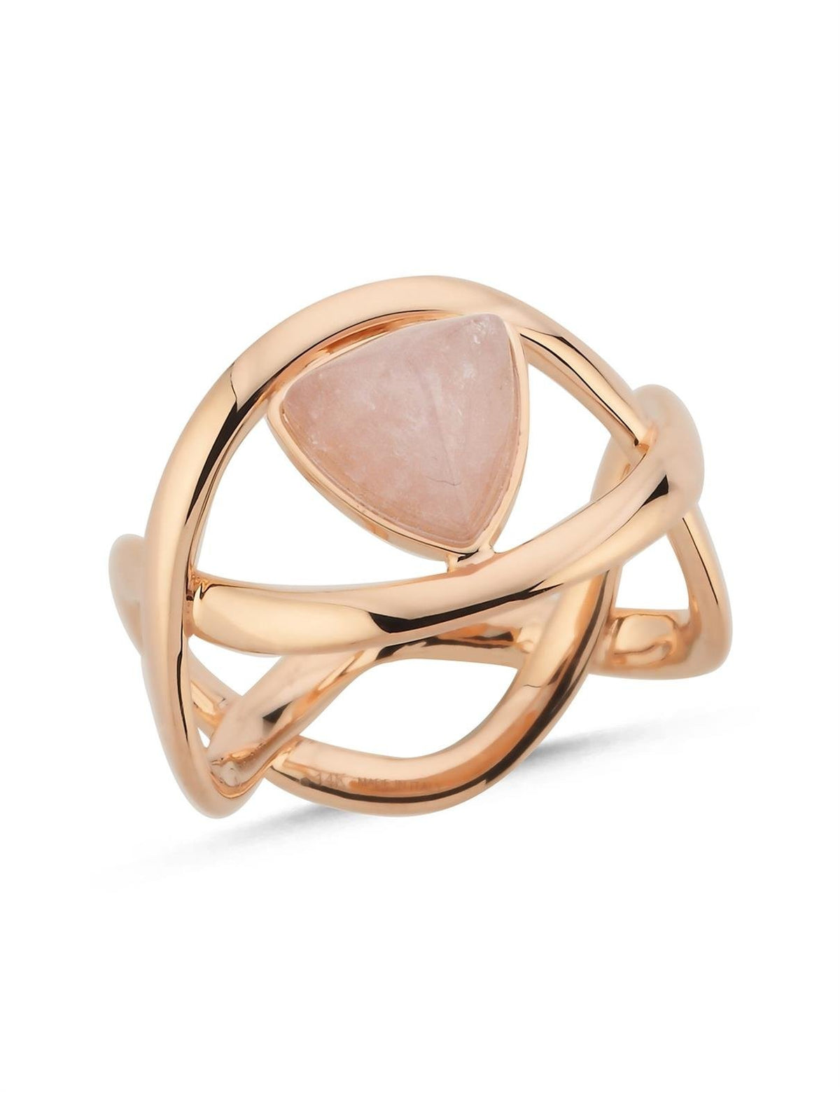 Stone-Set Geometric Italian Rose Gold Ring