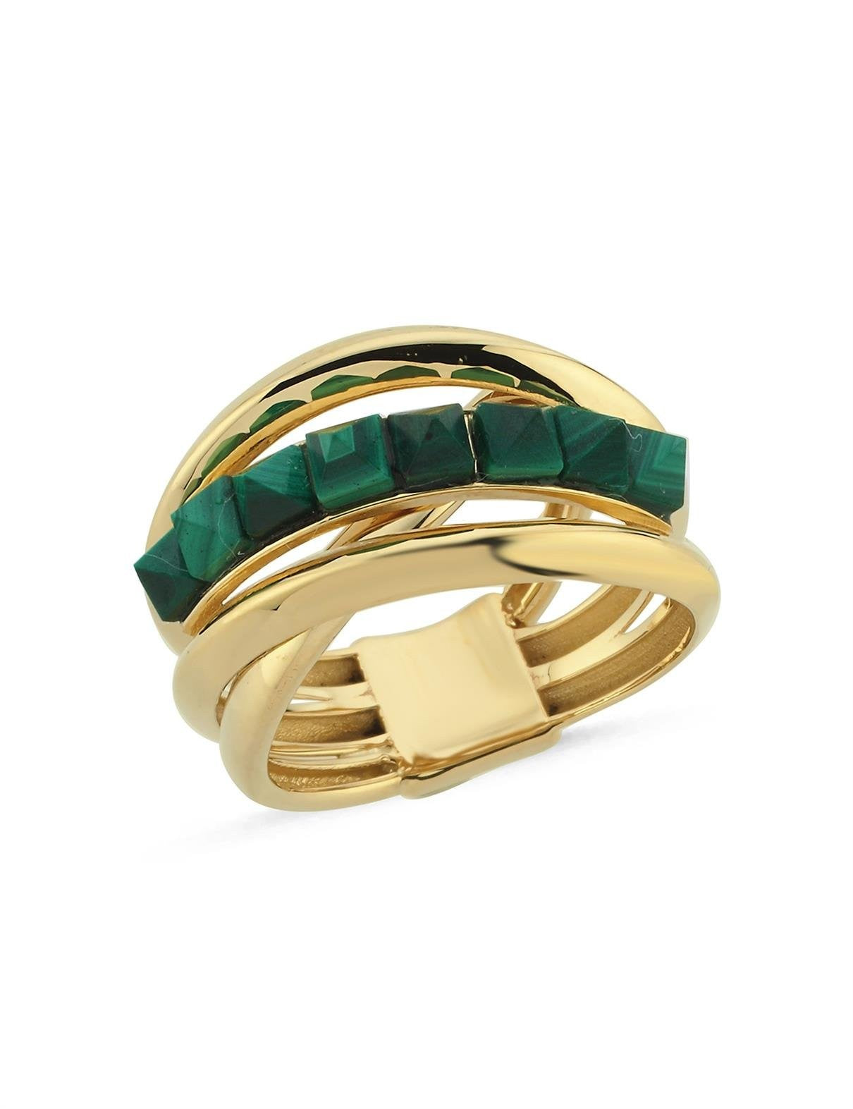 Green Stone-Set Italian Gold Ring