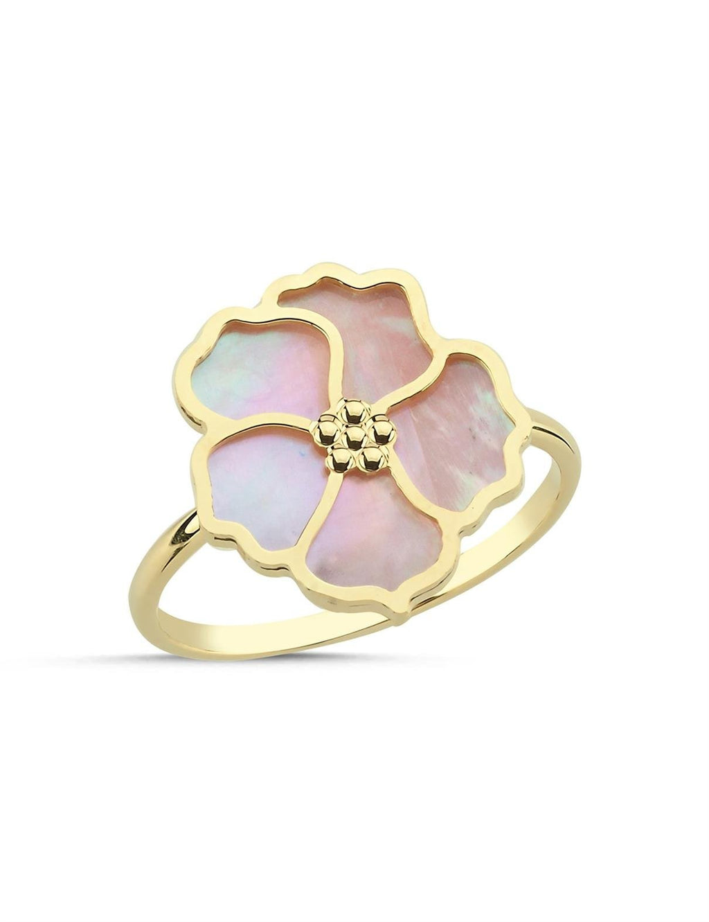 Pink Mother-of-Pearl Floral Italian Gold Ring
