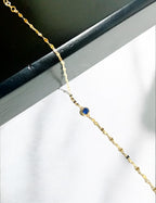 Round Blue Stone-Set Gold Bracelet