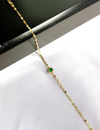 Round Green Stone-Set Gold Bracelet