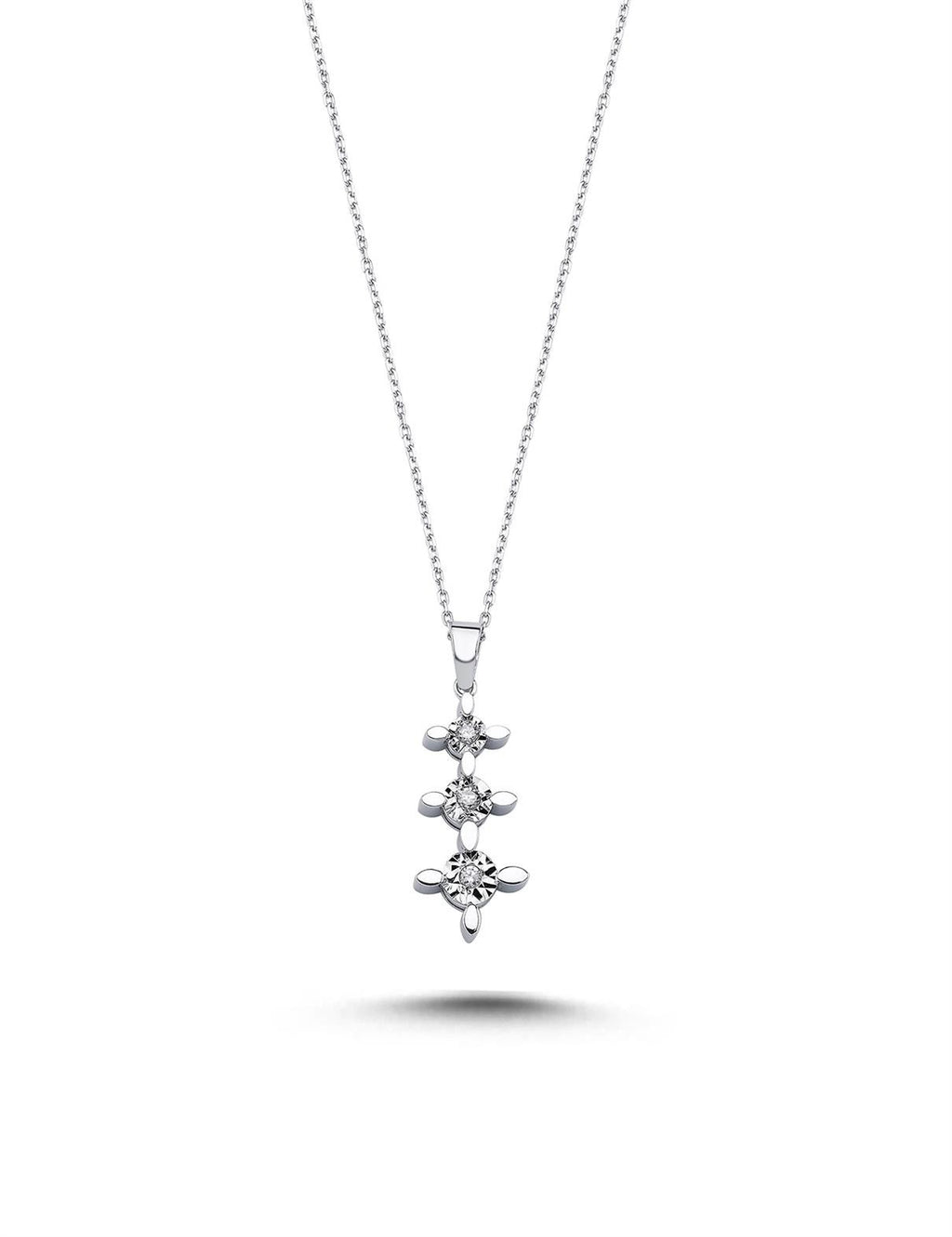 0.06 Carat Diamond Three Stone Necklace