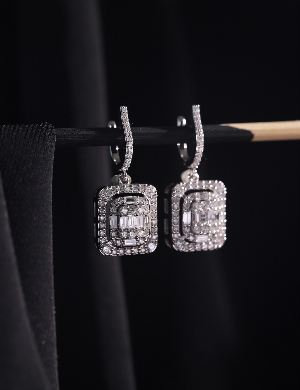 1.31 Carat Baguette Diamond Earrings