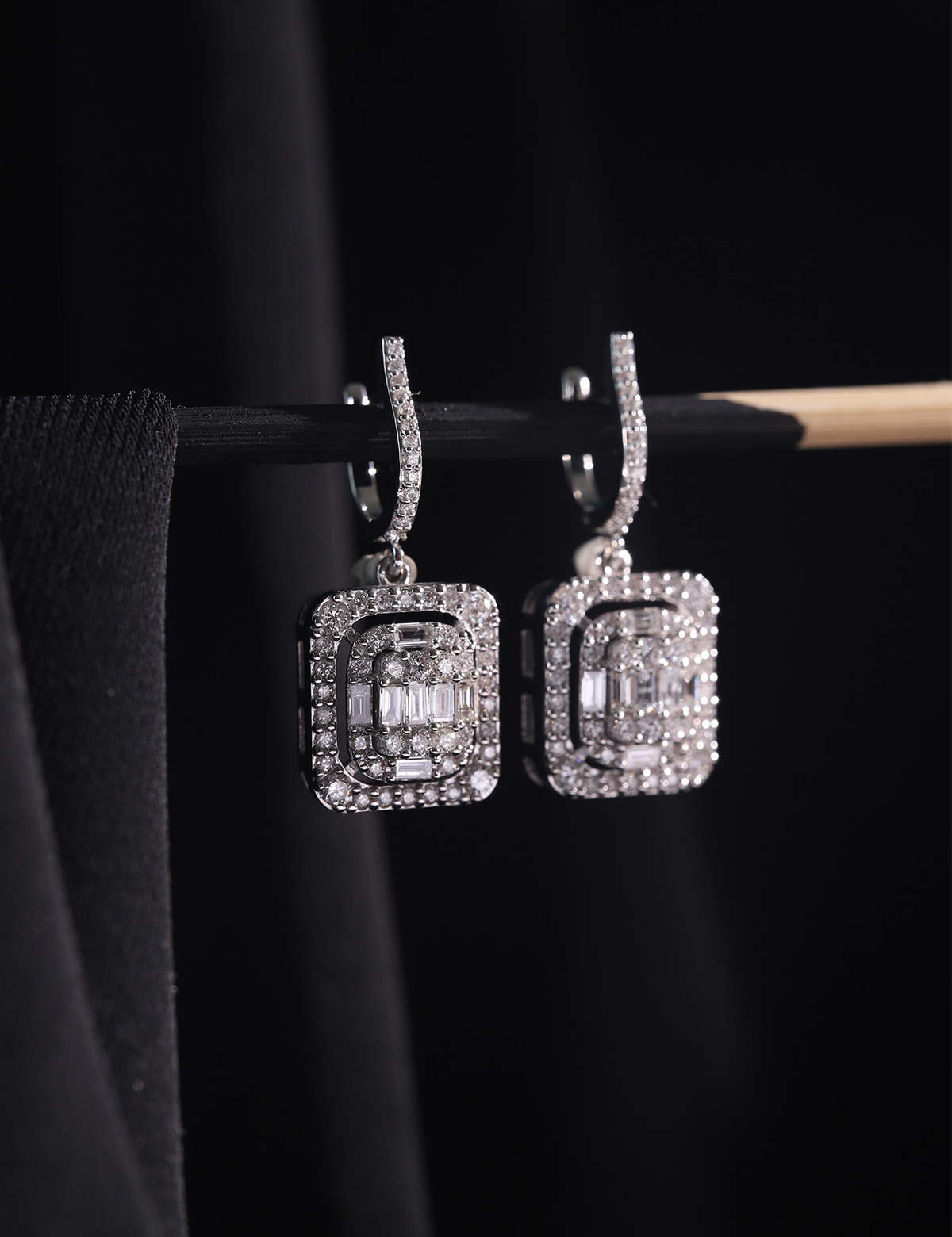 1.31 Carat Baguette Diamond Earrings
