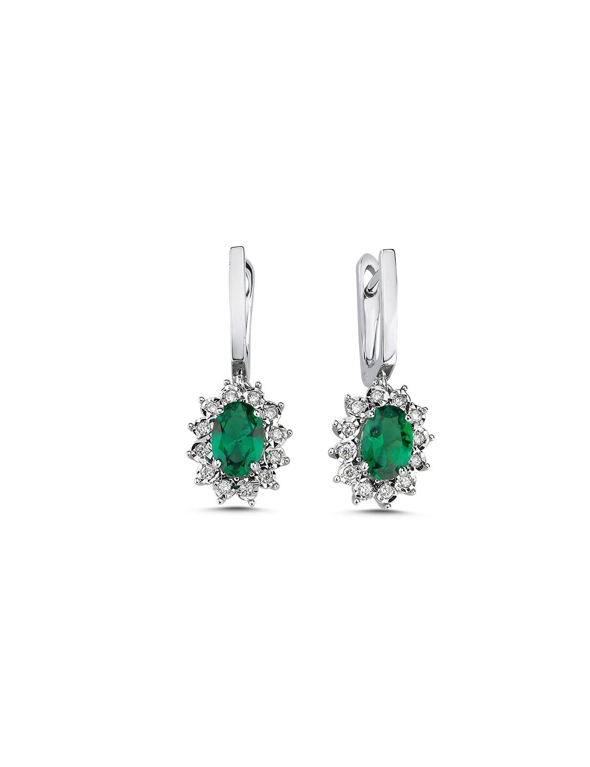 1.45 Carat Diamond Emerald Earrings