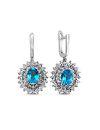 3.39 Carat Diamond Blue Topaz Earrings