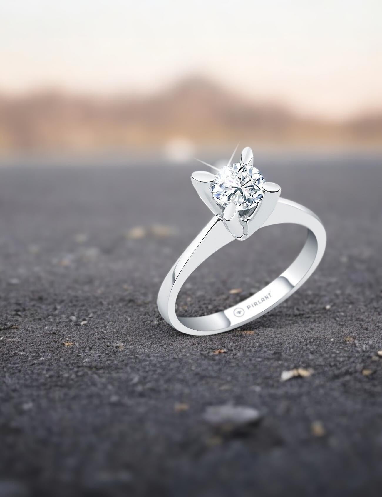 0.50 Carat V Setting Diamond Solitaire Ring Secondary image