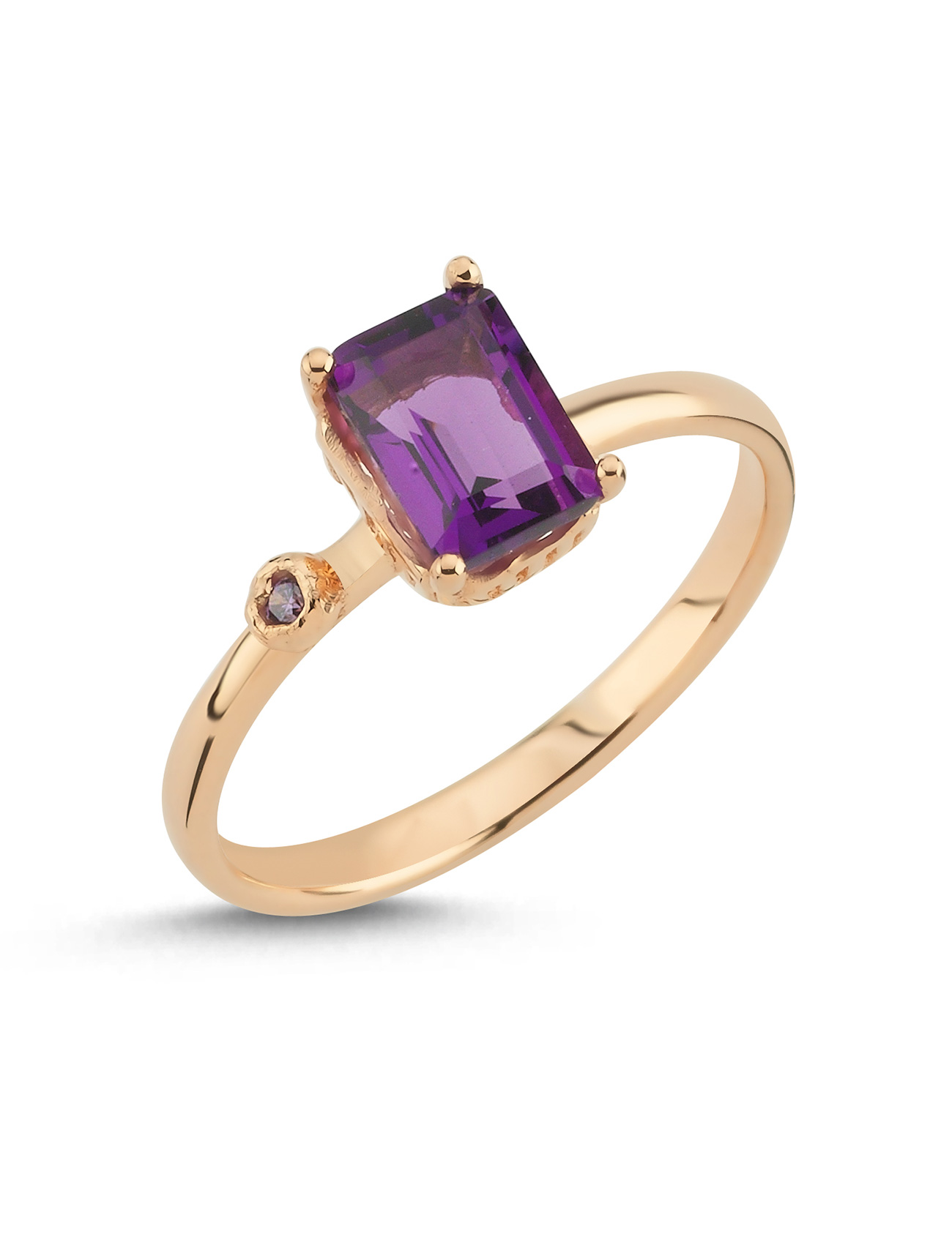 Purple Square Rose Gold Ring Main image