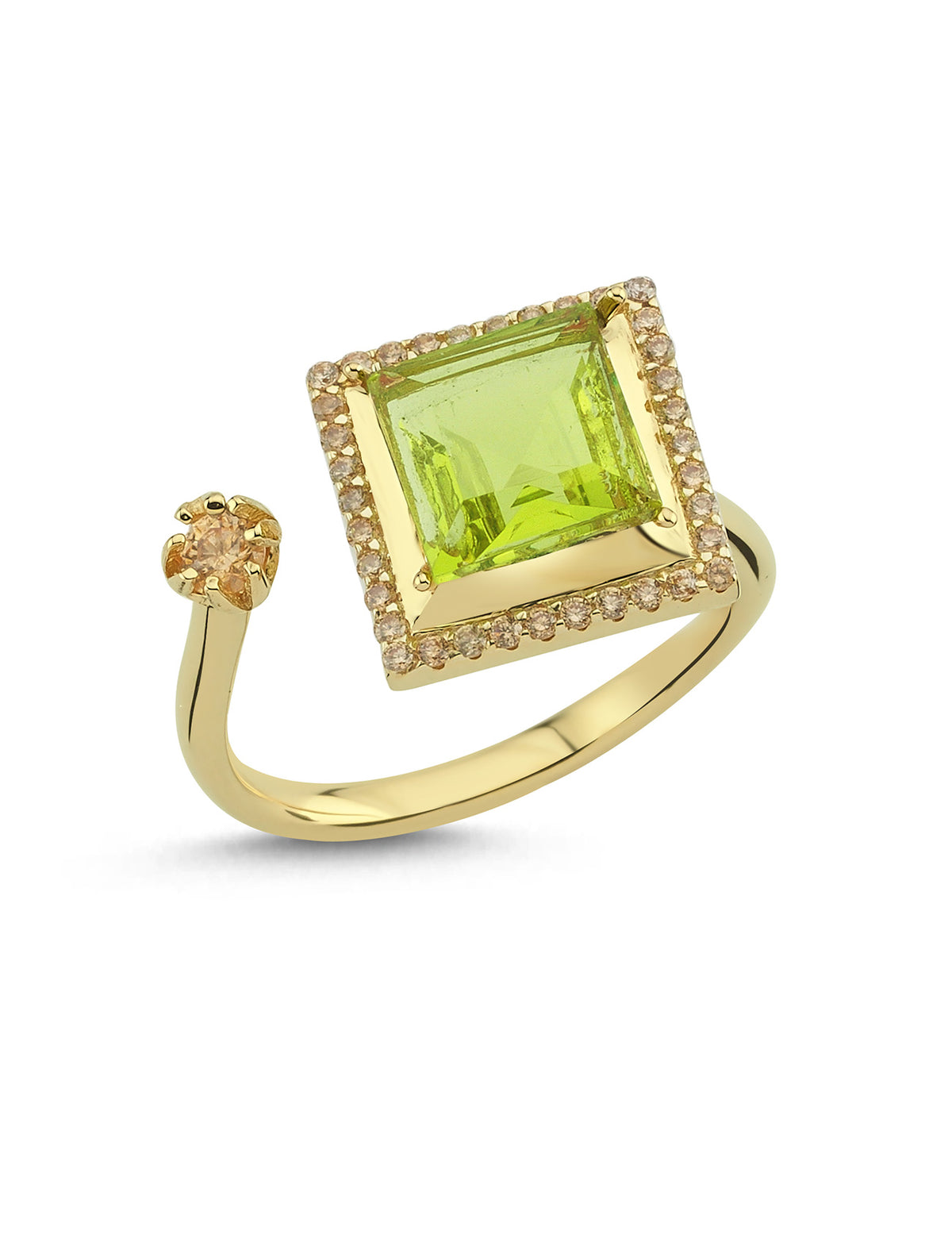 Dual Glow Open Green Stone-Set Gold Ring