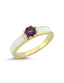 White Striped Purple Stone-Set Gold Ring
