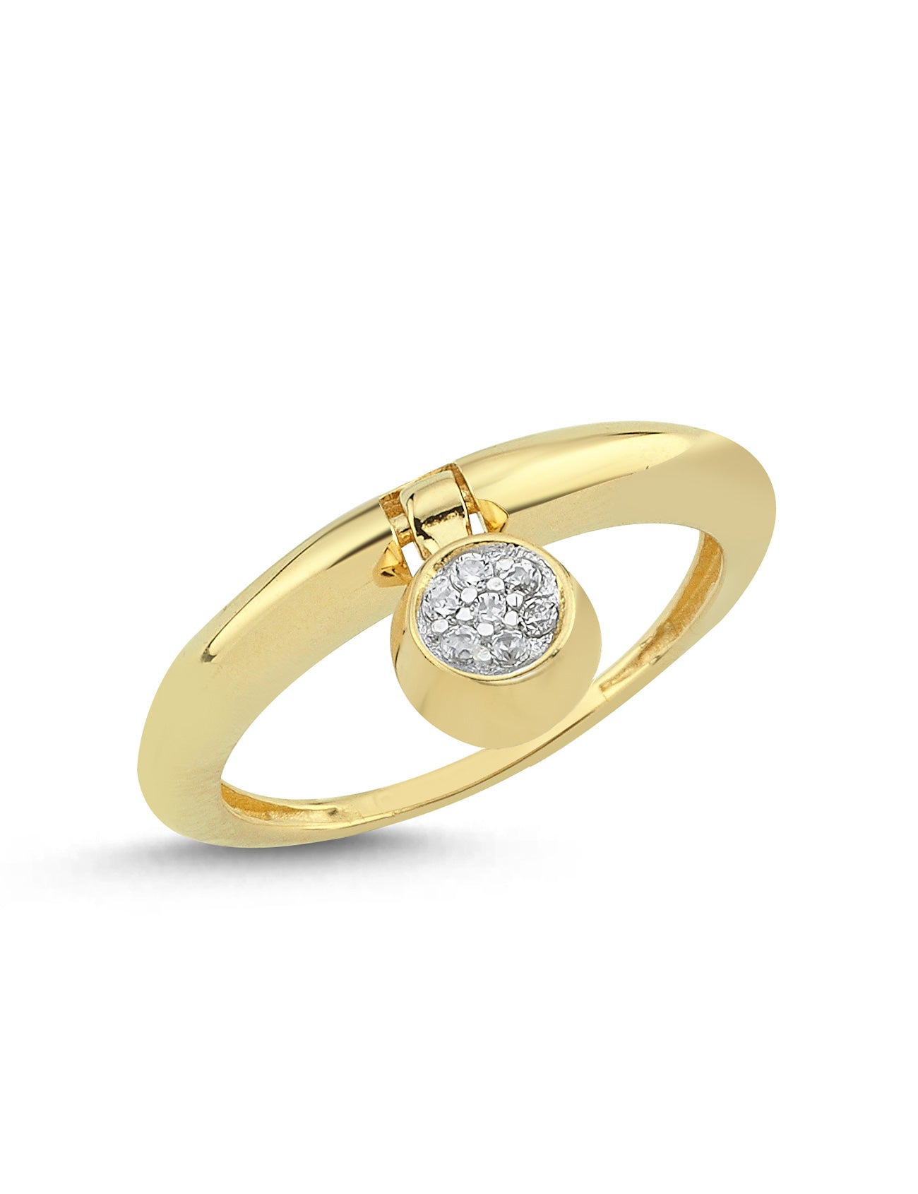 Inner Stone-Set Round Drop Gold Ring