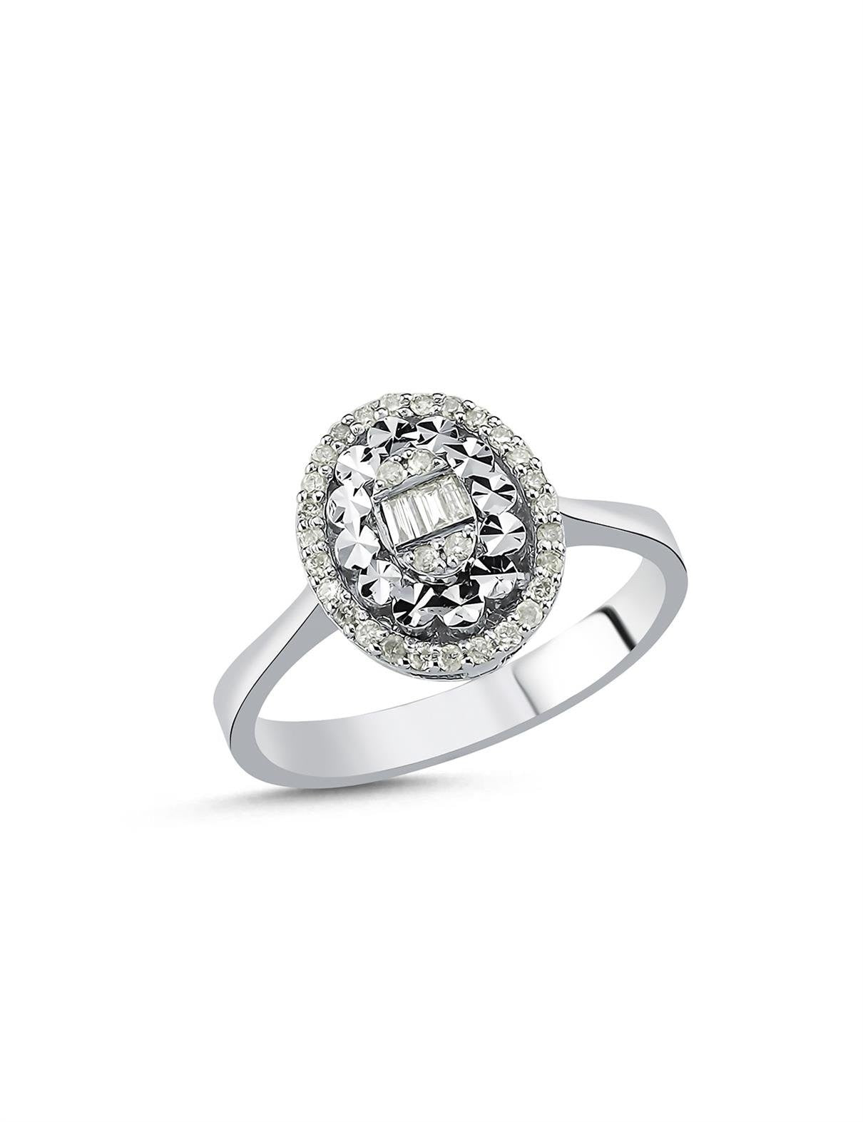 0.20 Carat Oval Baguette Diamond Ring