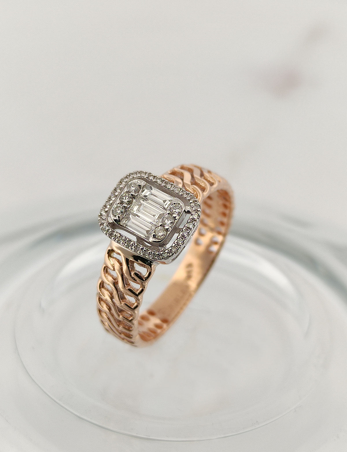 0.25 Carat Diamond Rose Gold Special Design Baguette Ring