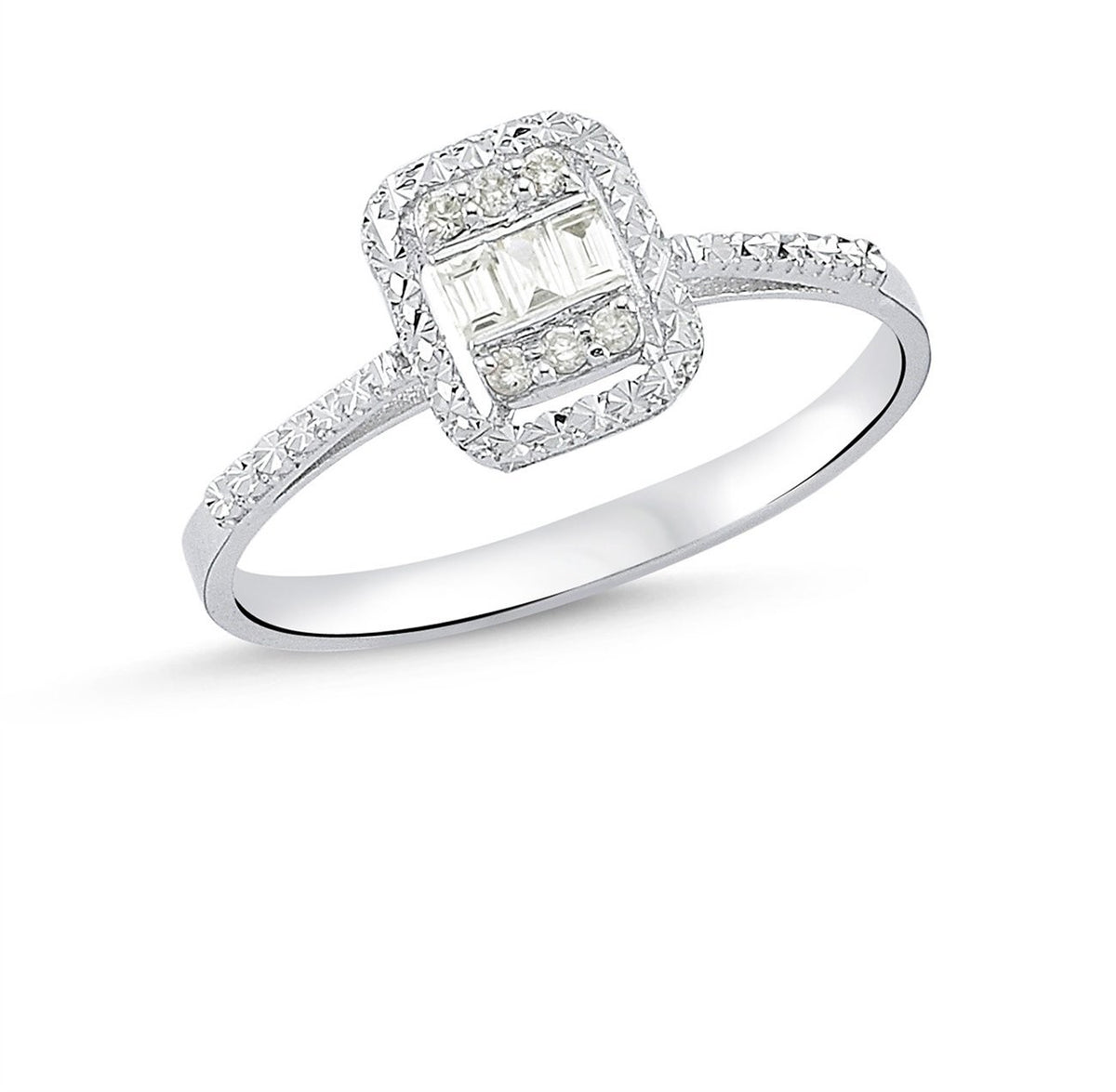 0.10 Carat Shoulders Stone-Set Baguette Diamond Ring Main image