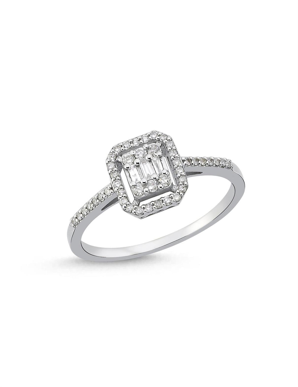 0.23 Carat Shoulders Stone-Set Baguette Diamond Ring