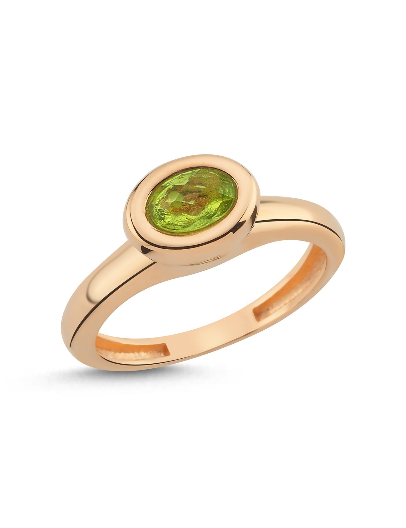 Classic Round Green Stone-Set Gold Ring