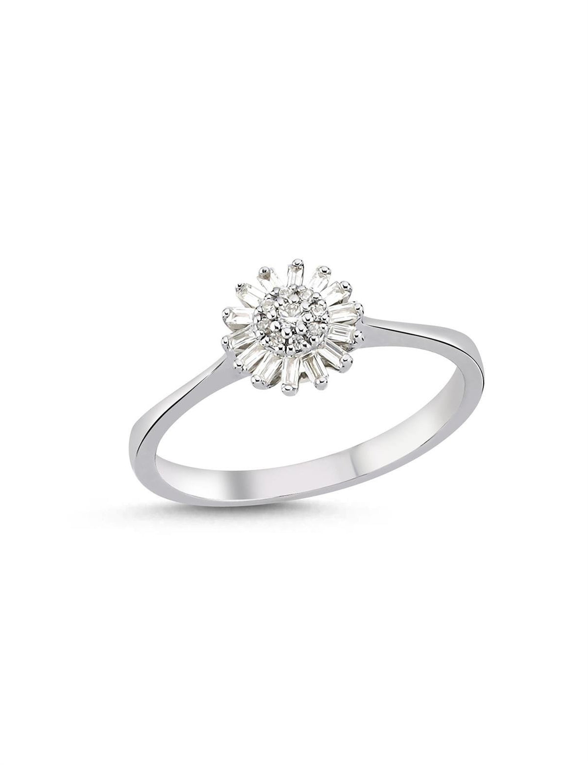 0.18 Carat Diamond Baguette Floral Ring Main image