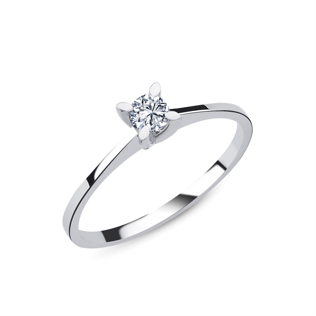 0.14 Carat Almond-Setting Solitaire Diamond Ring