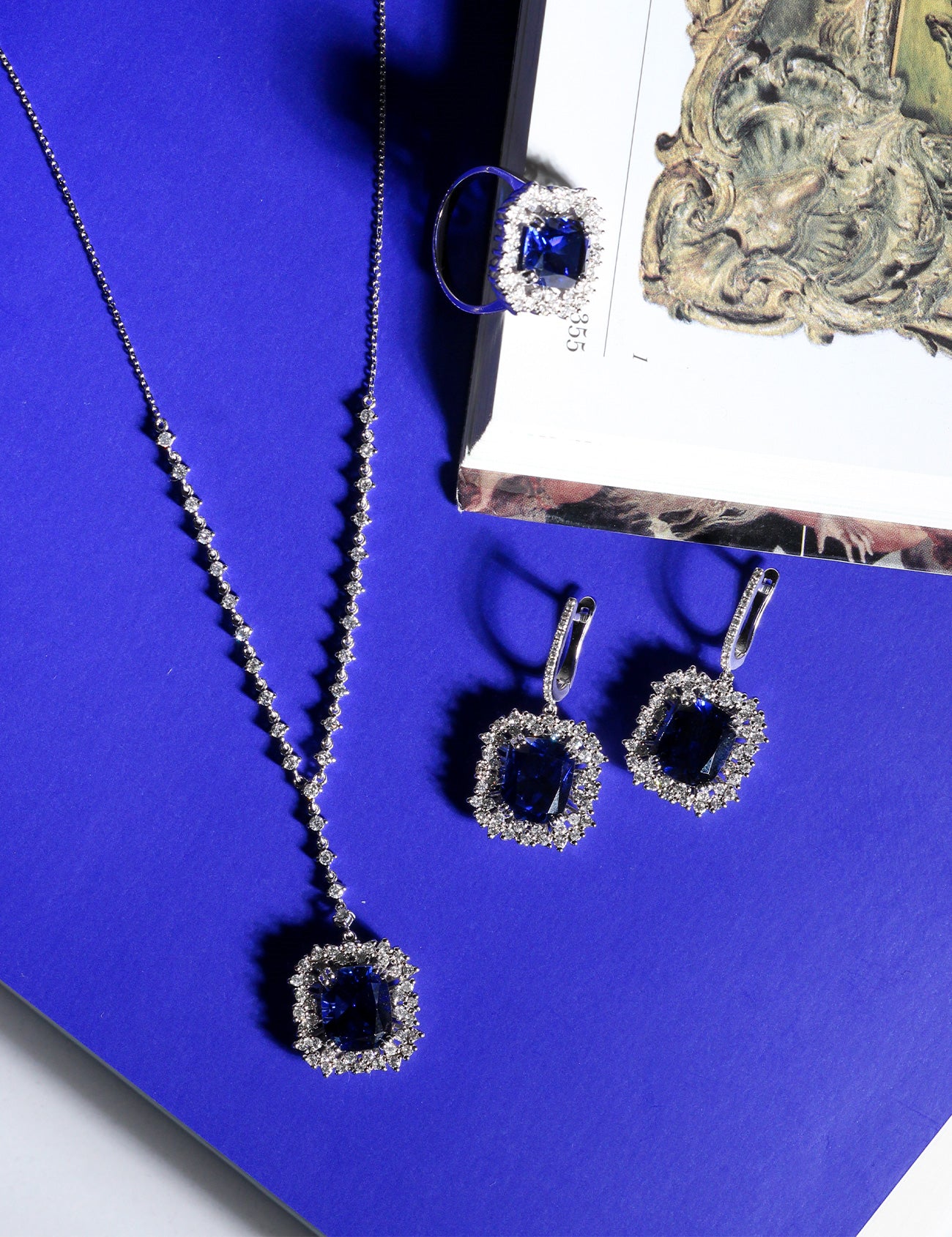3.14 Carat Diamond Sapphire Set