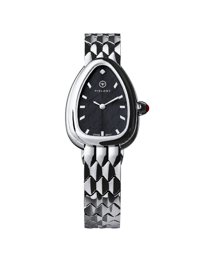 PIRLANT SBL07SI Black Dial Rounded Triangle Women's Quartz Watch – product photo 4