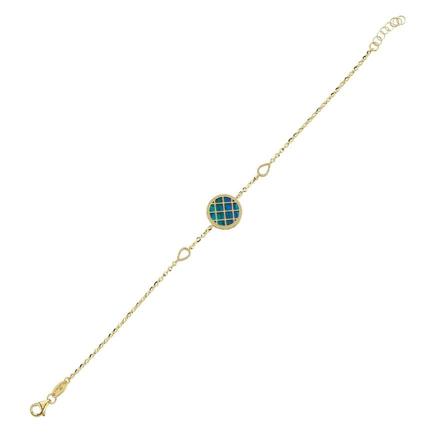 Reversible Blue White Mother-of-Pearl Gold Bracelet Main image