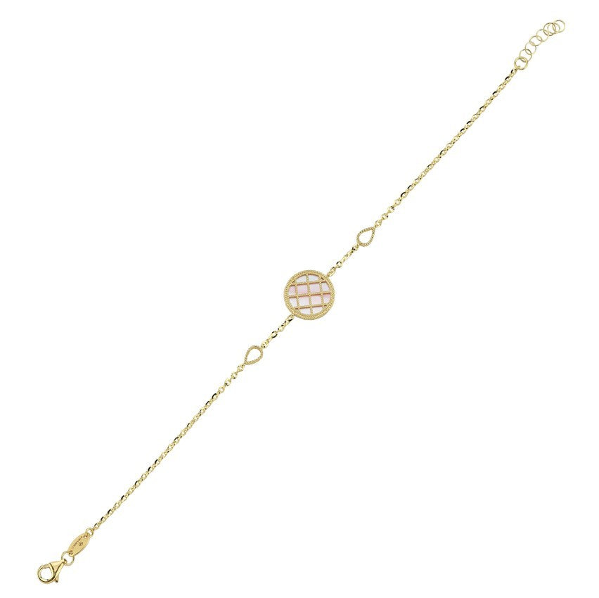 Reversible Pink White Mother-of-Pearl Gold Bracelet
