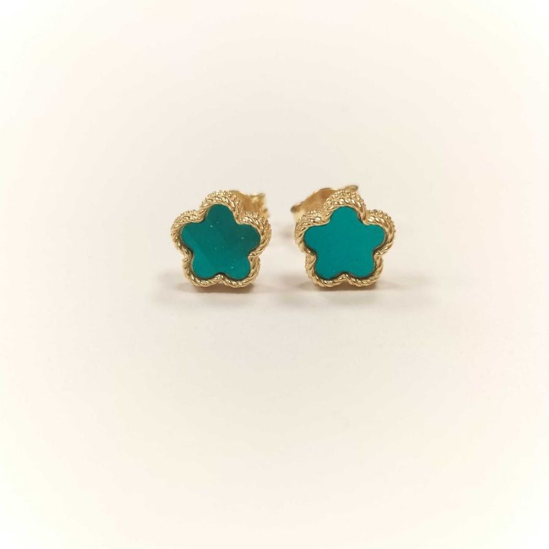 Turquoise Mother-of-Pearl Mini Floral Gold Earrings Main image