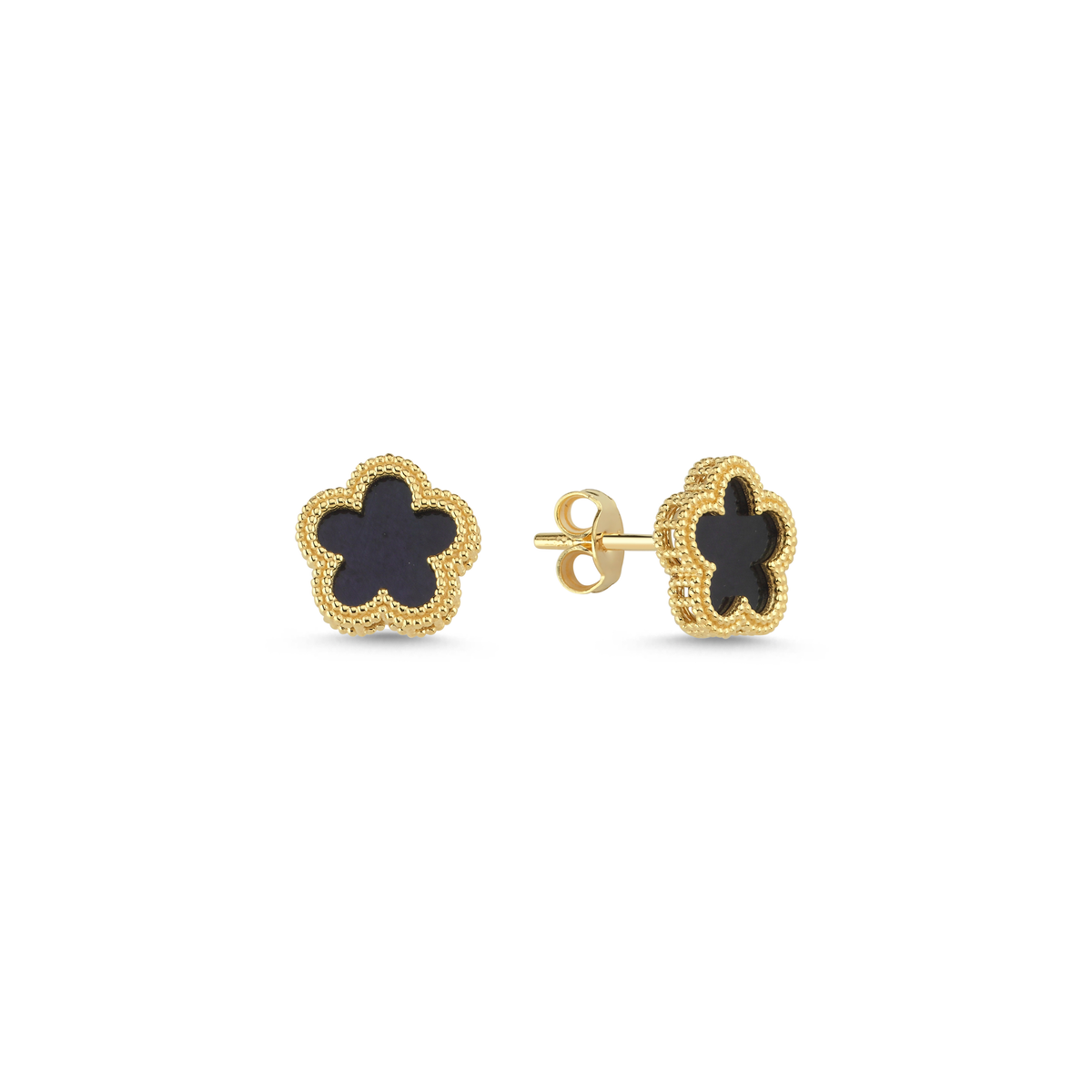 Black Mother-of-Pearl Floral Gold Earrings Main image
