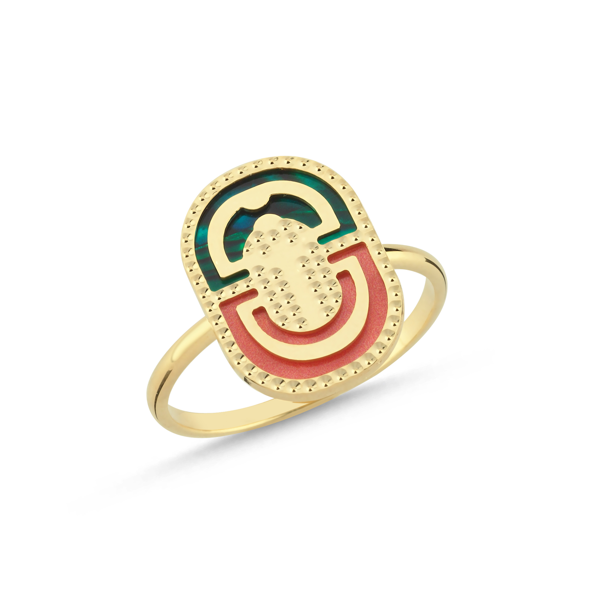 Stone-Set Two-Tone Modern Italian Gold Ring Main image