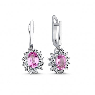 2.24 Carat Diamond Pink Topaz Earrings