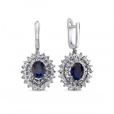 3.39 Carat Diamond Sapphire Earrings Secondary image