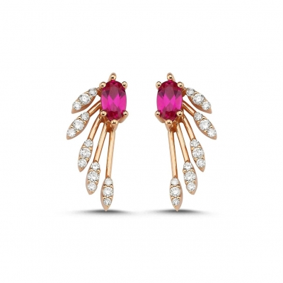 0.88 Carat Diamond Ruby Earrings Secondary image