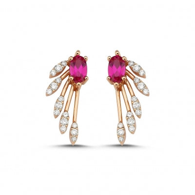 0.88 Carat Diamond Ruby Earrings
